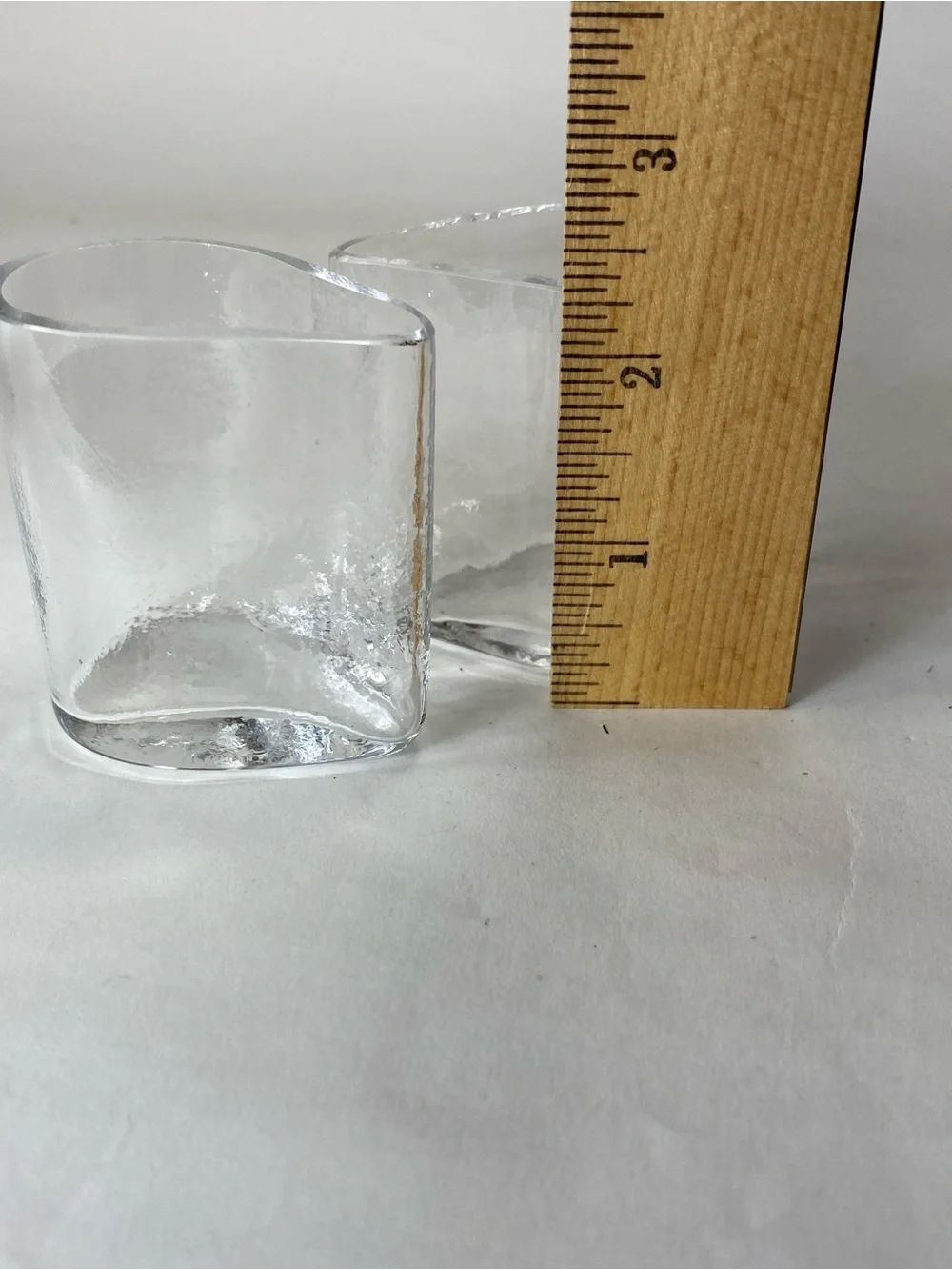 2 Clean Beveled Minimal Small Sauce Condiment Pourers or Shot Glasses ?